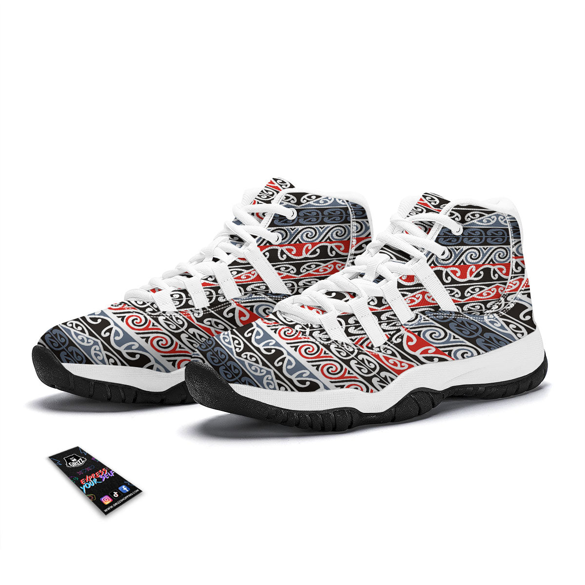 Maori Fence White Bball Shoes-grizzshop
