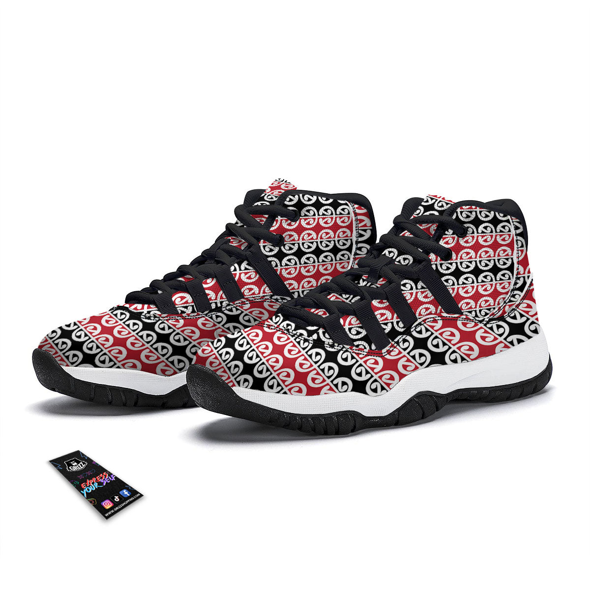 Maori Kowhaiwhai Black Bball Shoes-grizzshop