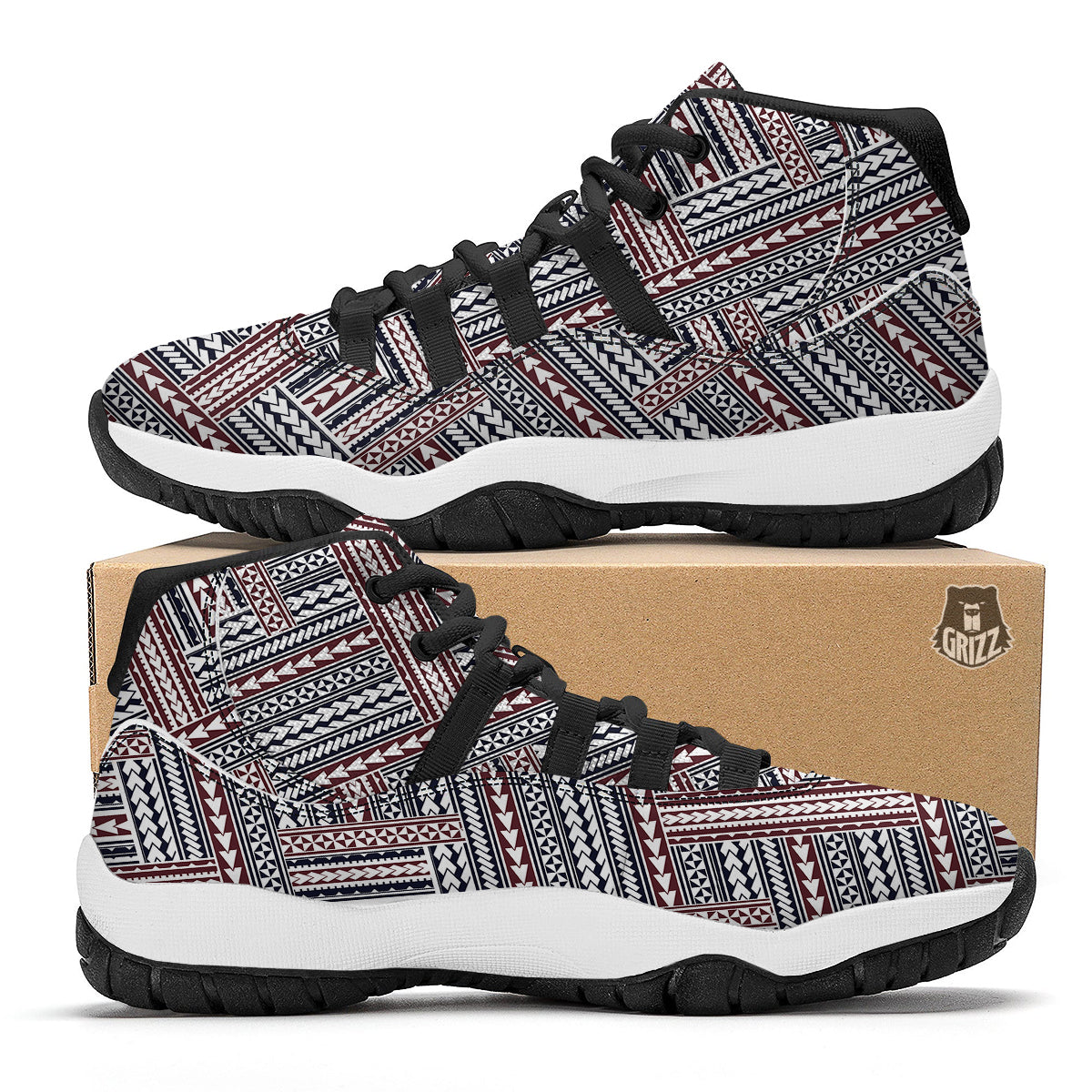 Maori Patterns Black Bball Shoes-grizzshop