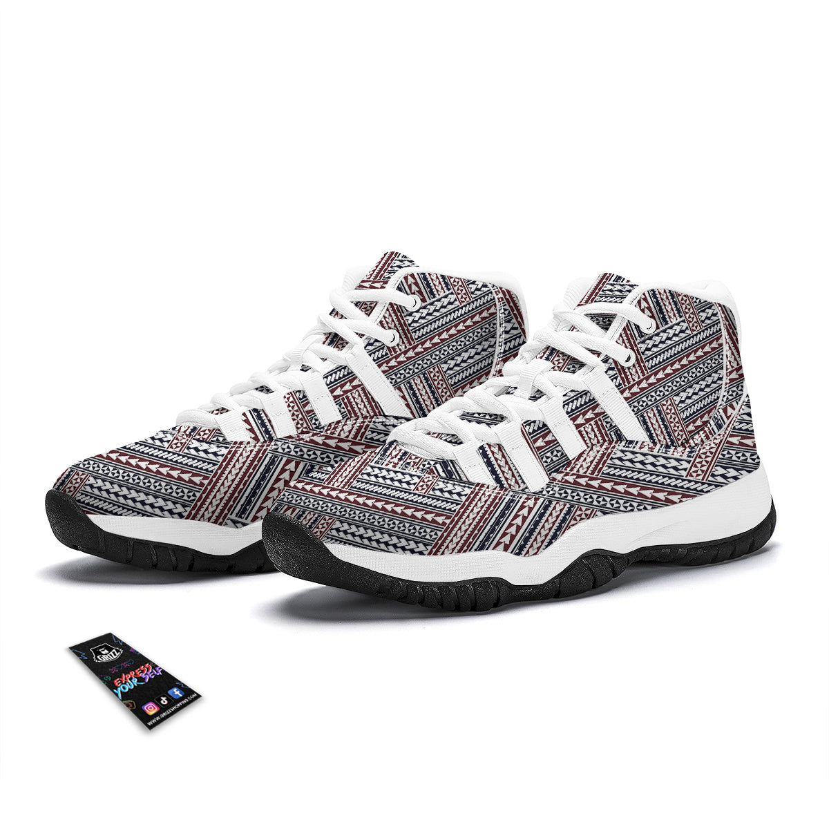 Maori Patterns White Bball Shoes-grizzshop