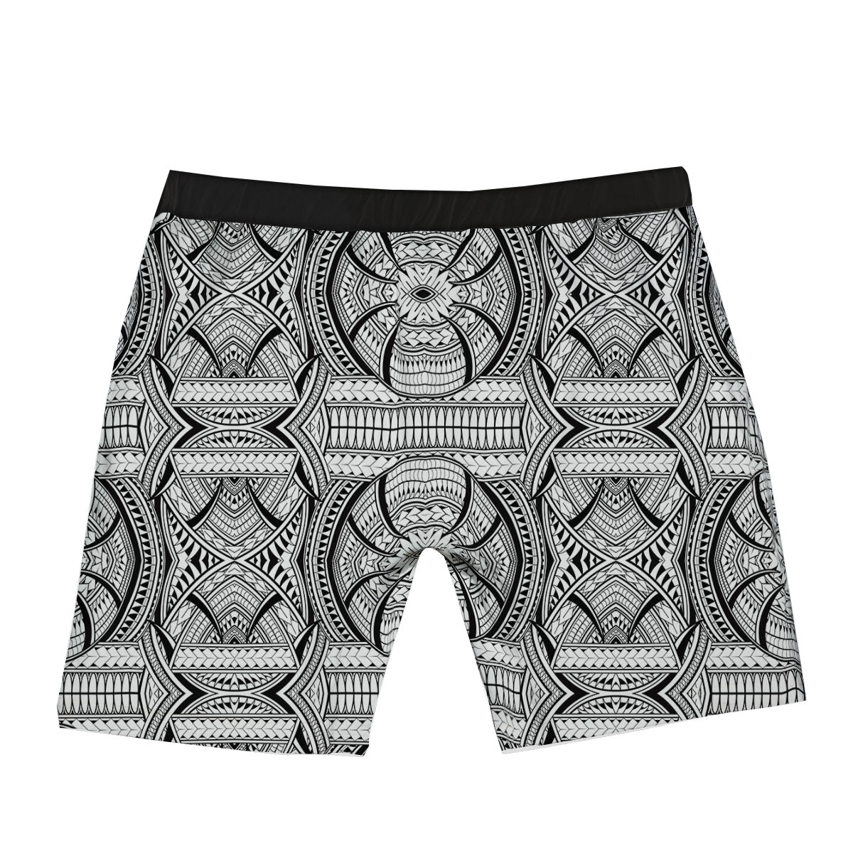 Maori Polynesian White And Black Print Boxer Briefs-grizzshop