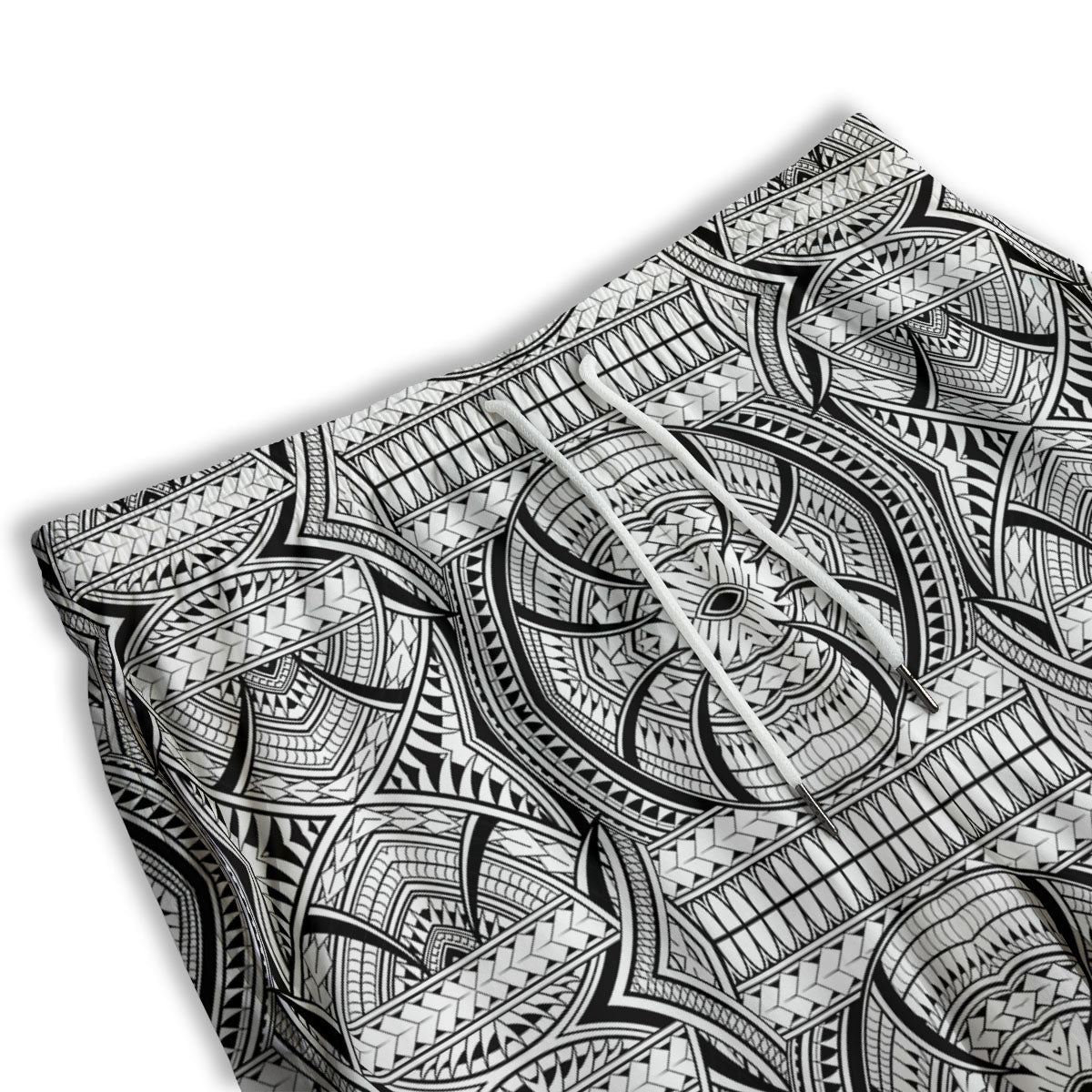 Maori Polynesian White And Black Print Men's Athletic Shorts