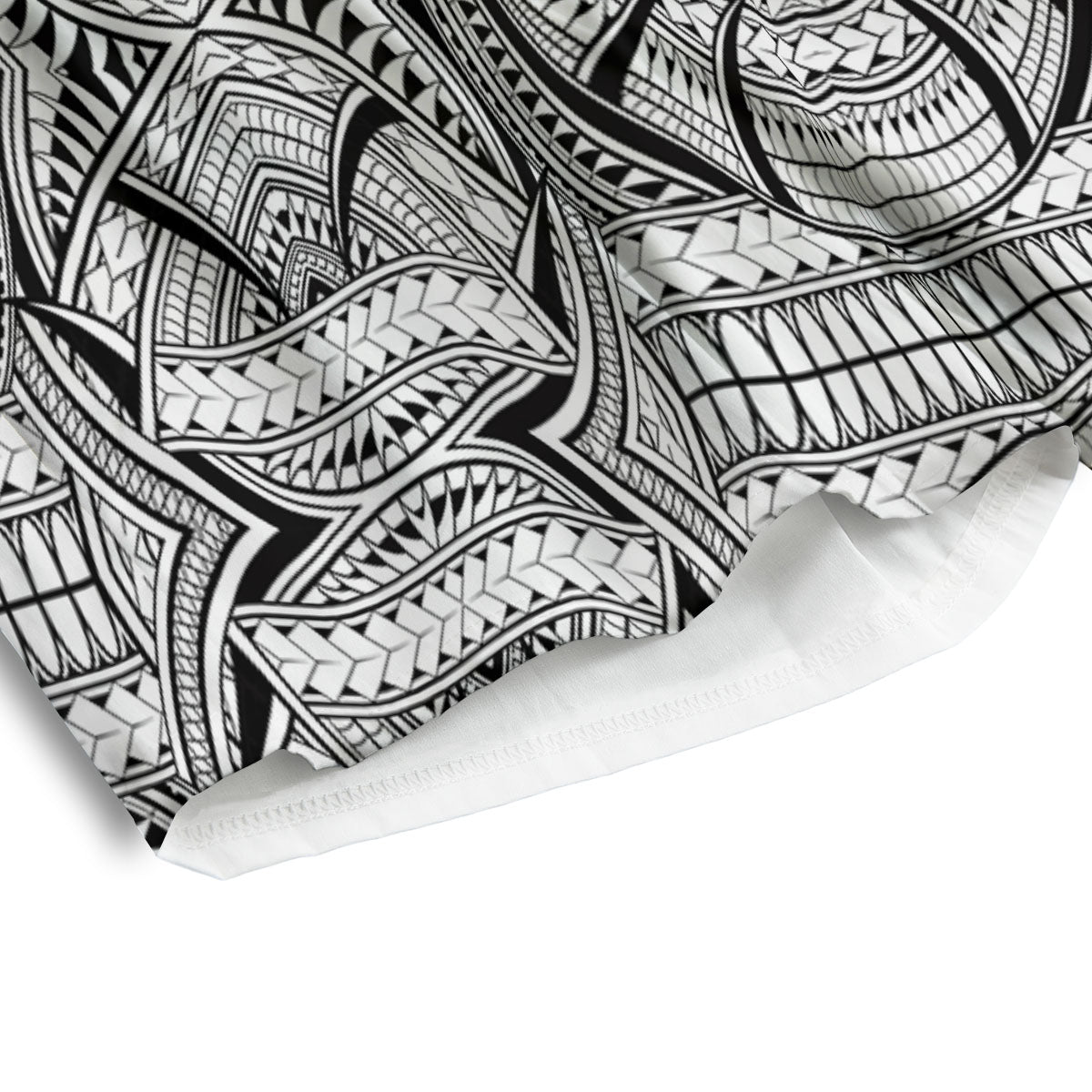 Maori Polynesian White And Black Print Men's Athletic Shorts