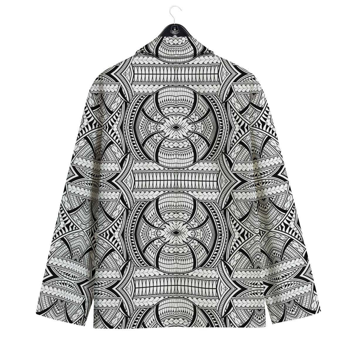 Maori Polynesian White And Black Print Men's Sport Coat-grizzshop