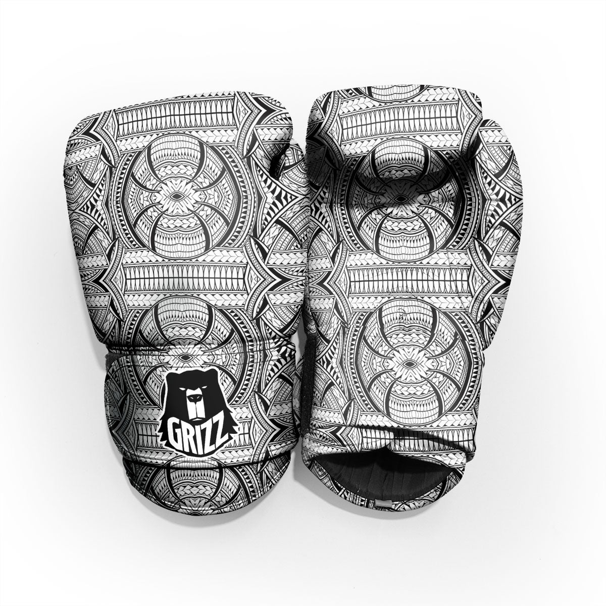 Maori Polynesian White And Black Print Pro Boxing Glove