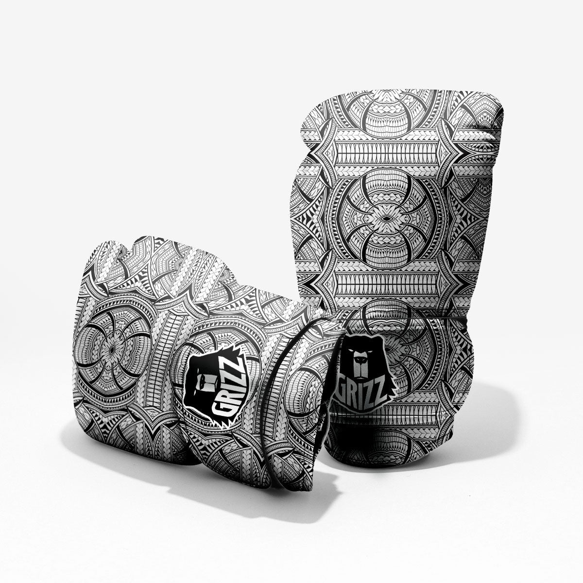 Maori Polynesian White And Black Print Pro Boxing Glove