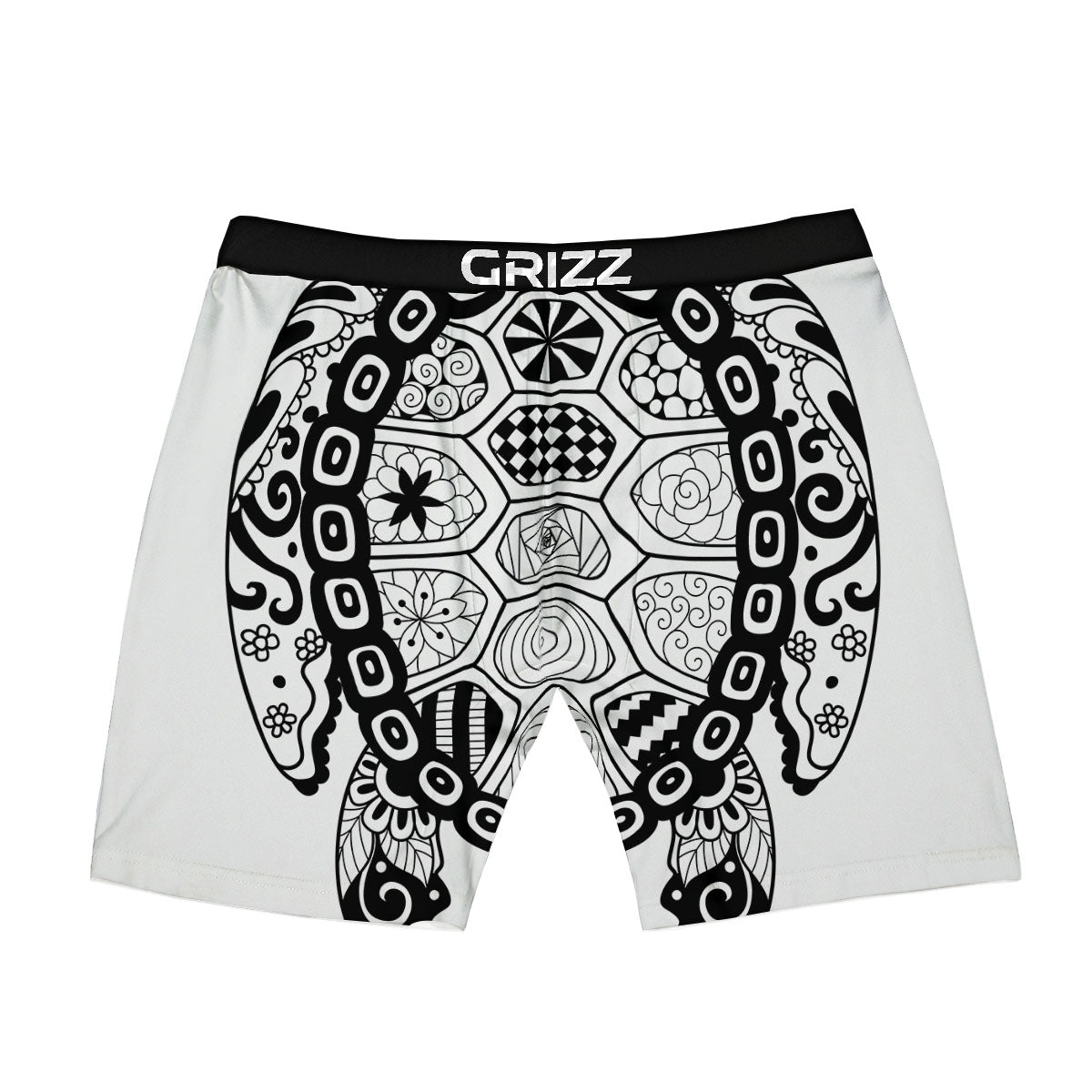 Maori Sea Turtle White And Black Print Boxer Briefs-grizzshop