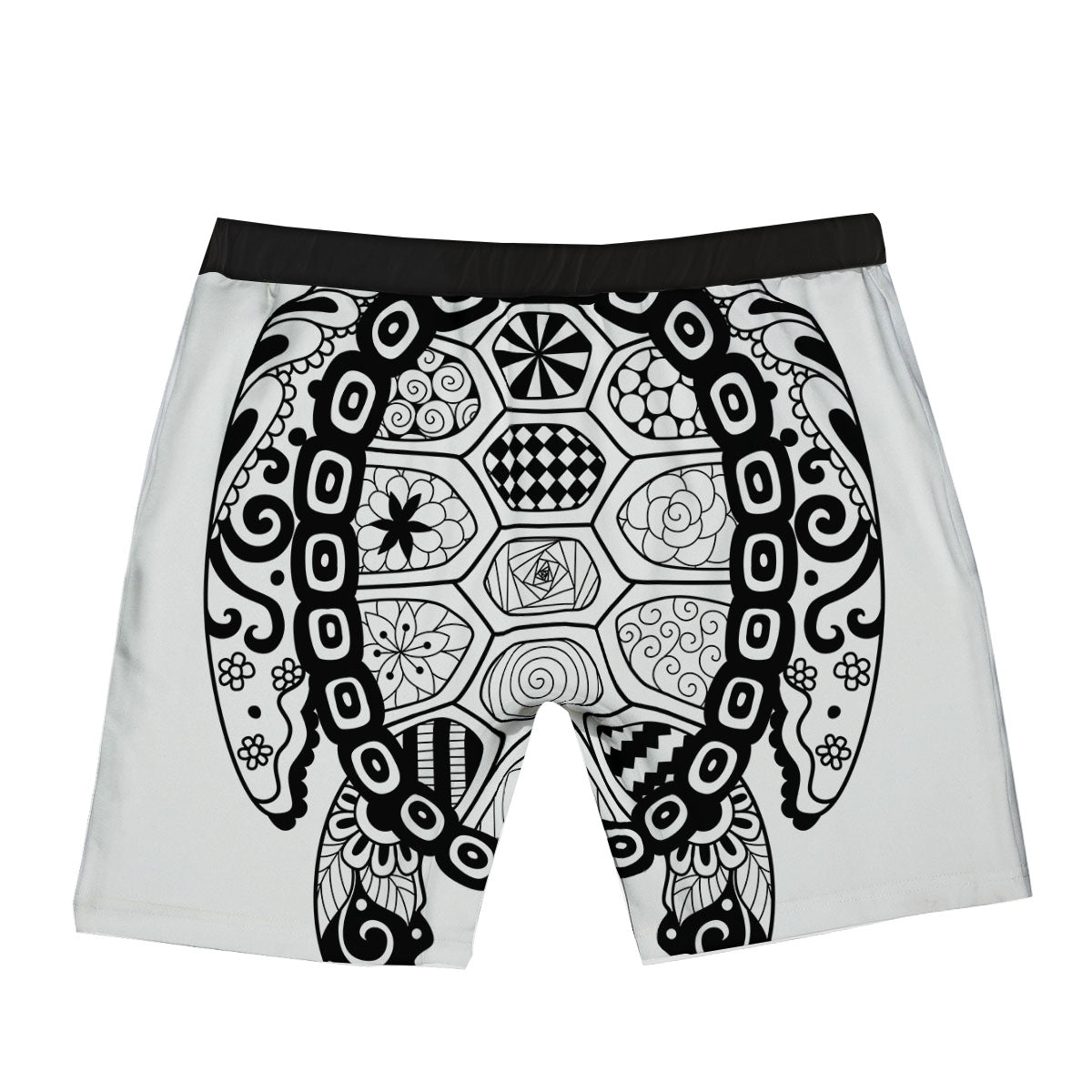 Maori Sea Turtle White And Black Print Boxer Briefs-grizzshop