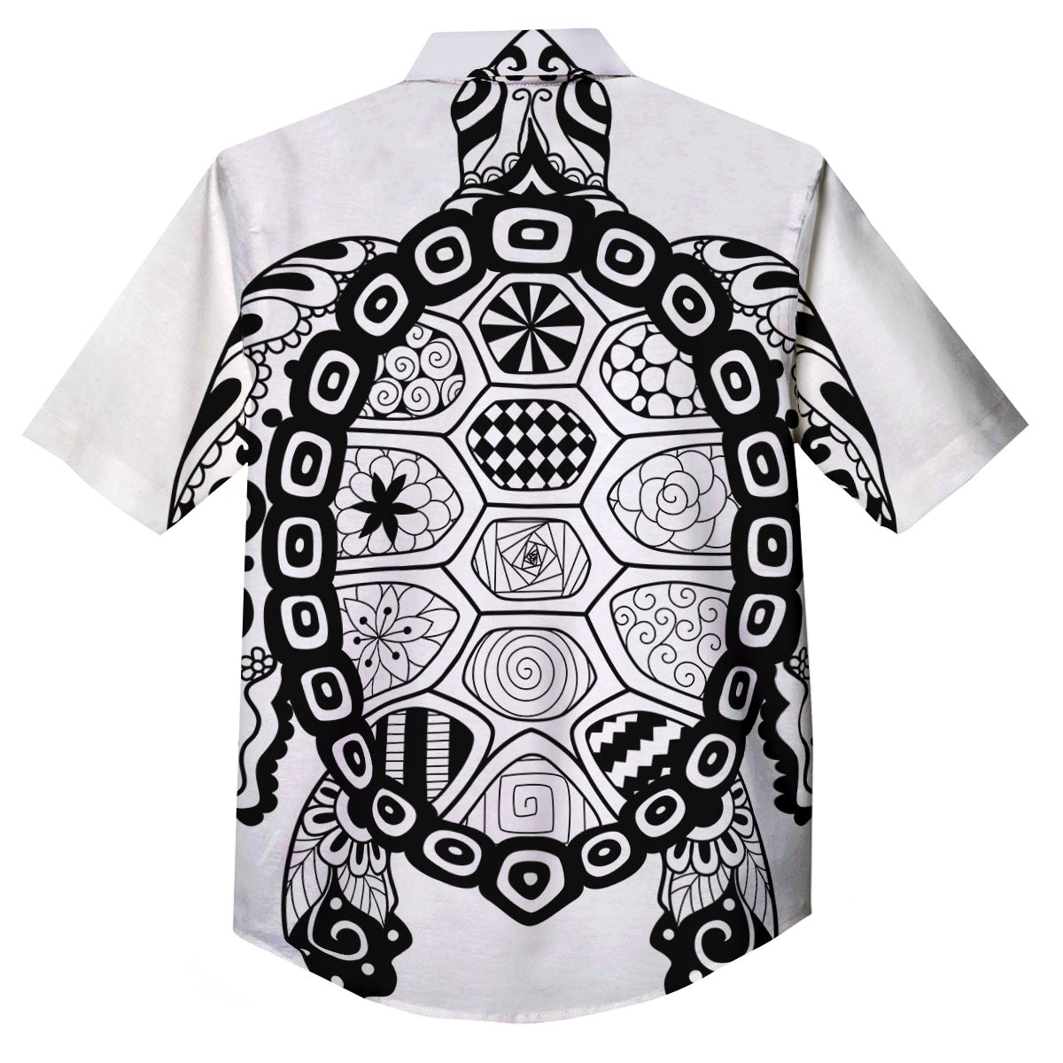 Maori Sea Turtle White And Black Print Button Up Shirt-grizzshop