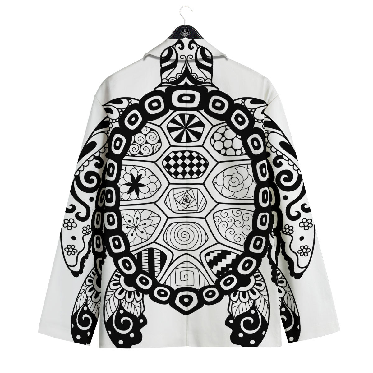 Maori Sea Turtle White And Black Print Men's Sport Coat-grizzshop