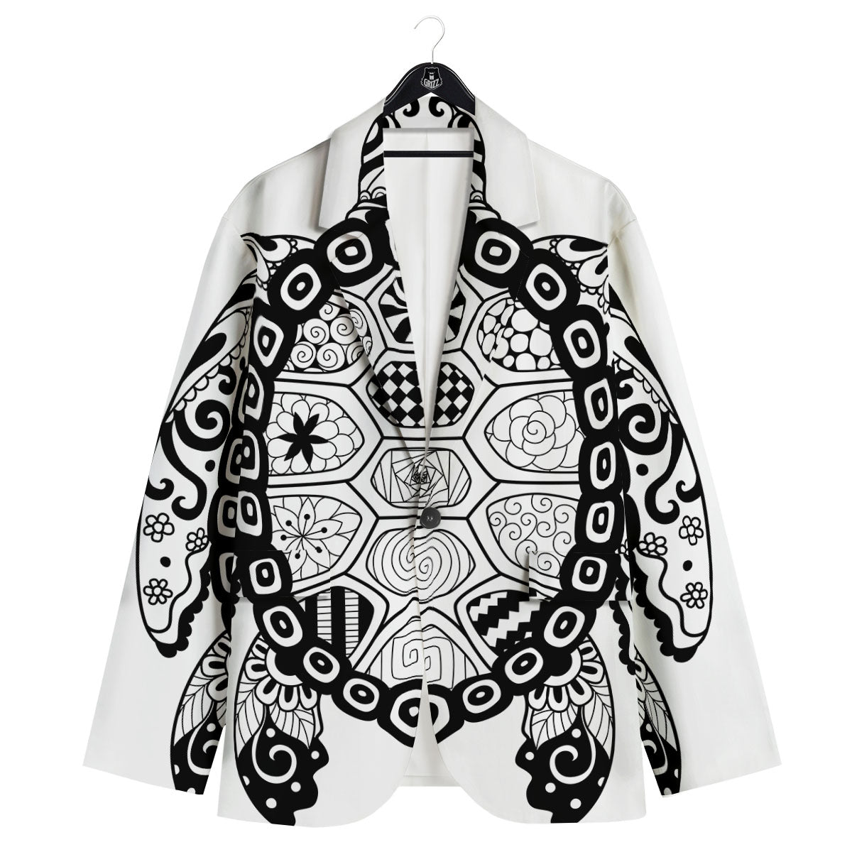 Maori Sea Turtle White And Black Print Men's Sport Coat-grizzshop