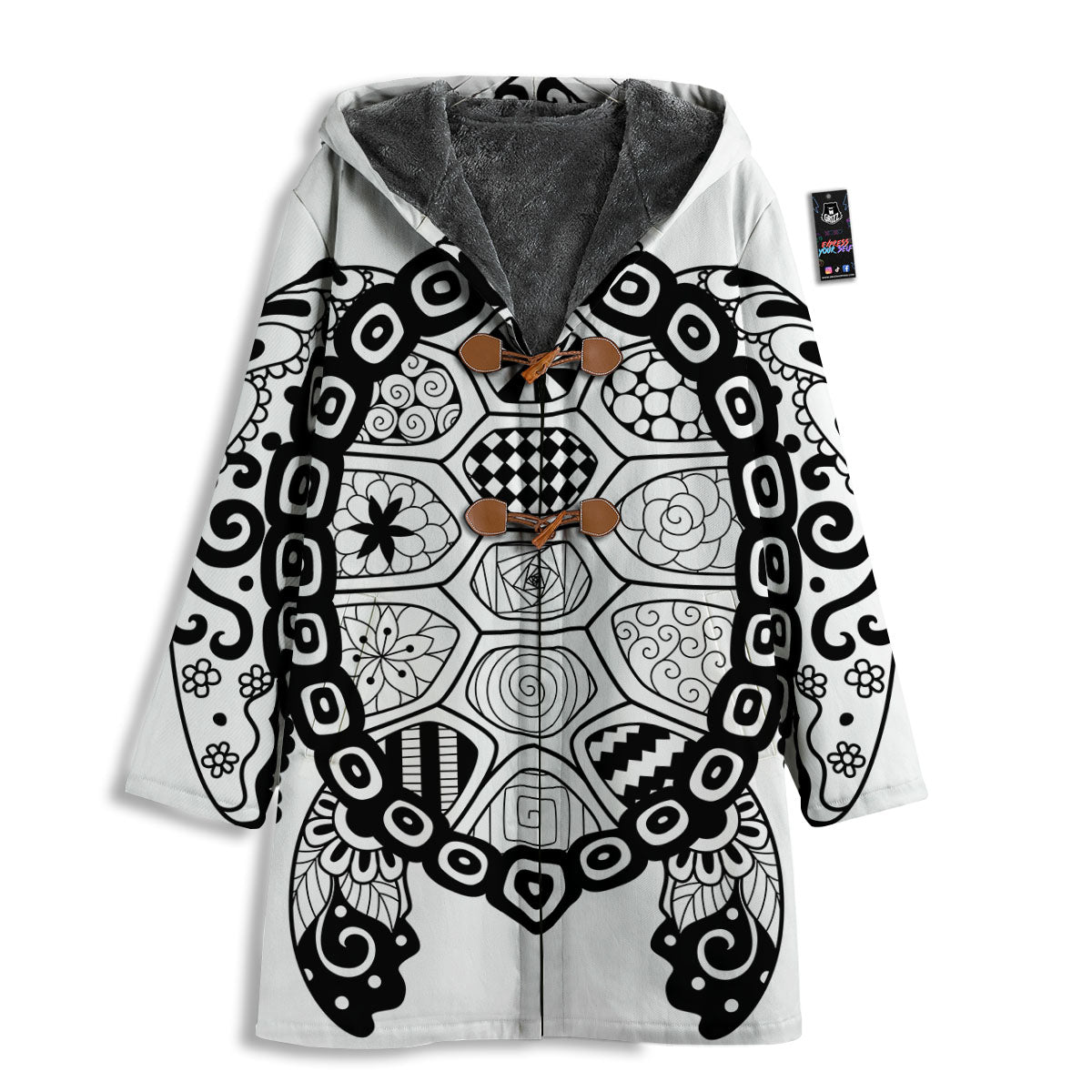 Maori Sea Turtle White And Black Print Men's Windbreaker Jacket-grizzshop