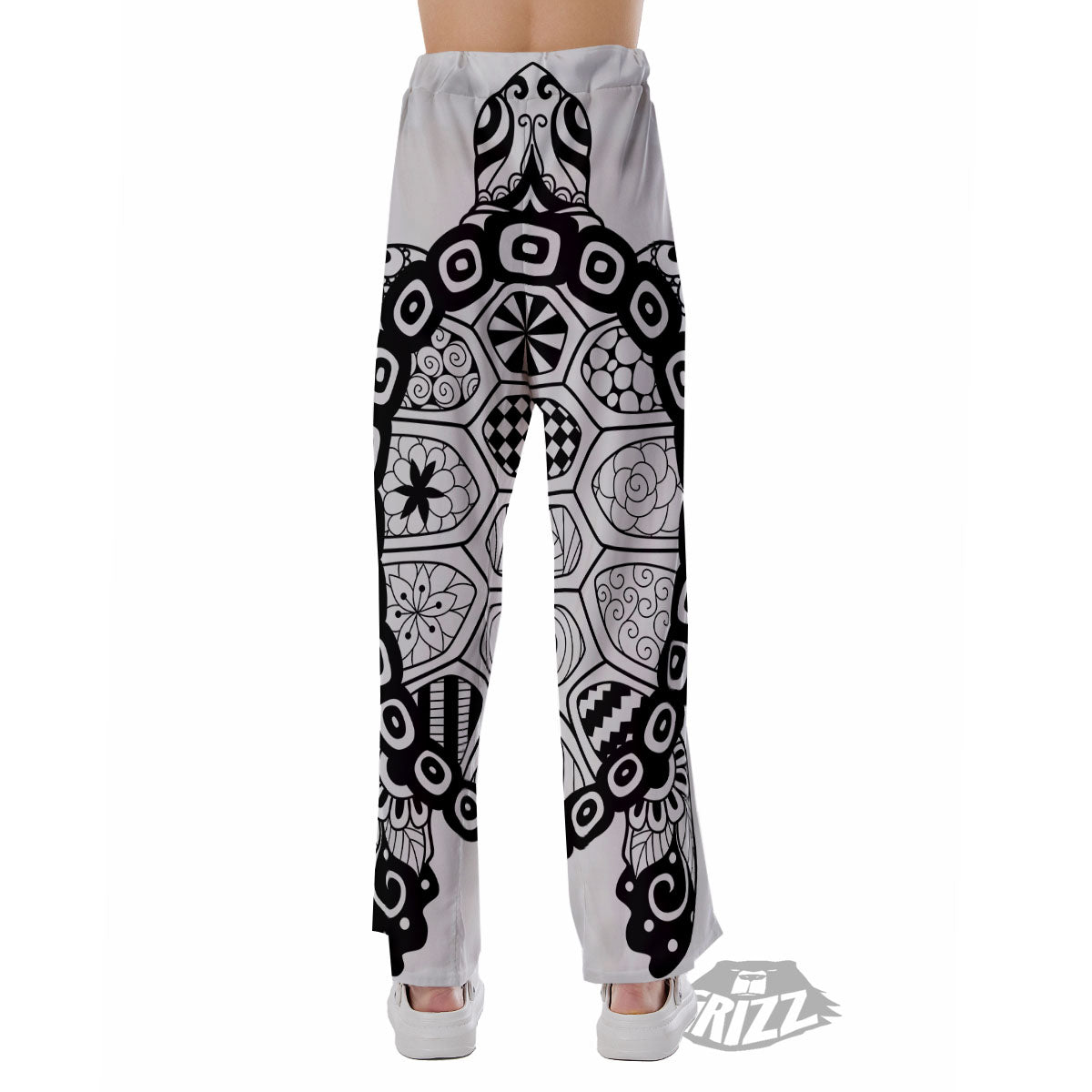 Maori Sea Turtle White And Black Print Pajama Pants-grizzshop