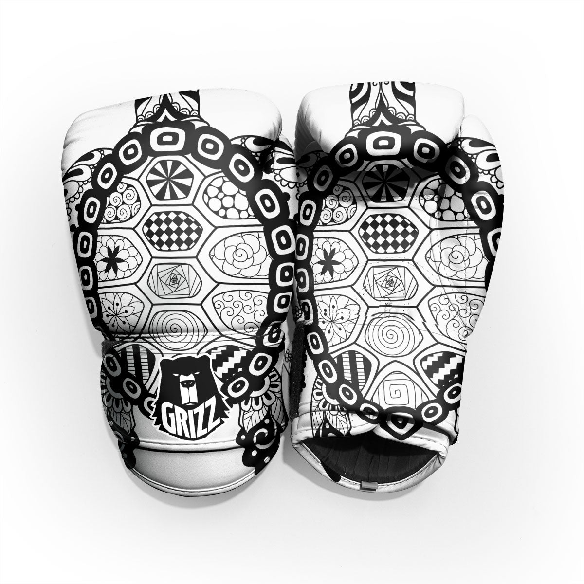 Maori Sea Turtle White And Black Print Pro Boxing Glove