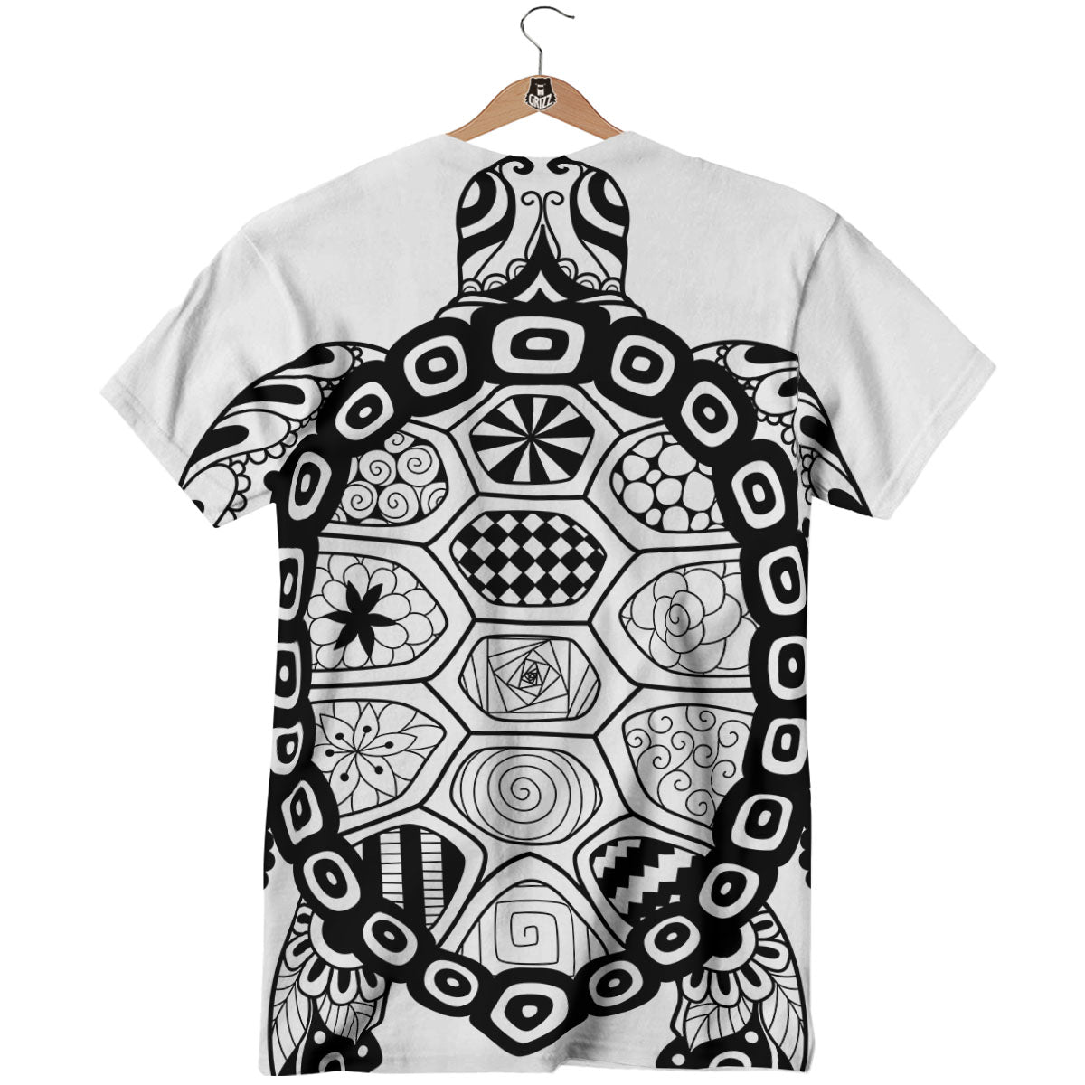 Maori Sea Turtle White And Black Print T-Shirt-grizzshop