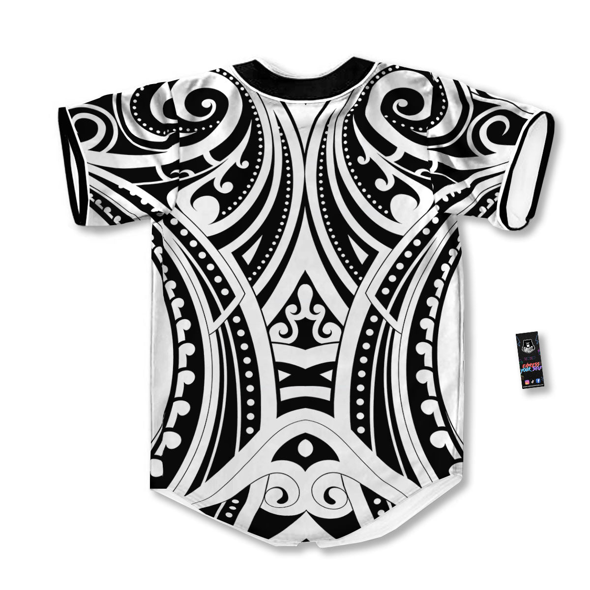 Maori Tattoo White And Black Print Baseball Jersey-grizzshop
