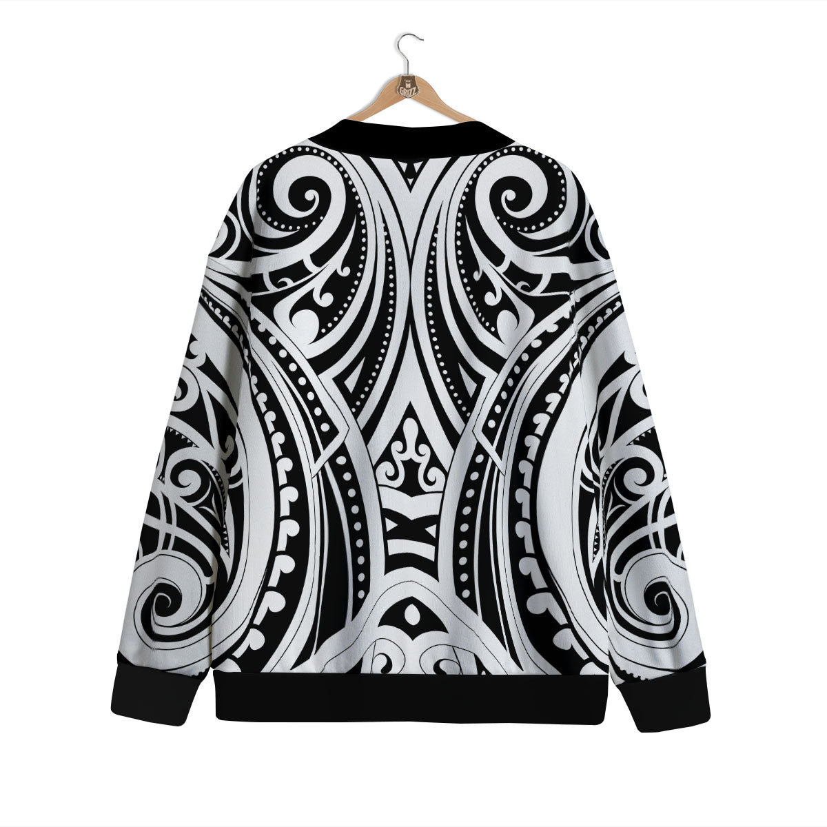 Maori Tattoo White And Black Print Cardigan-grizzshop