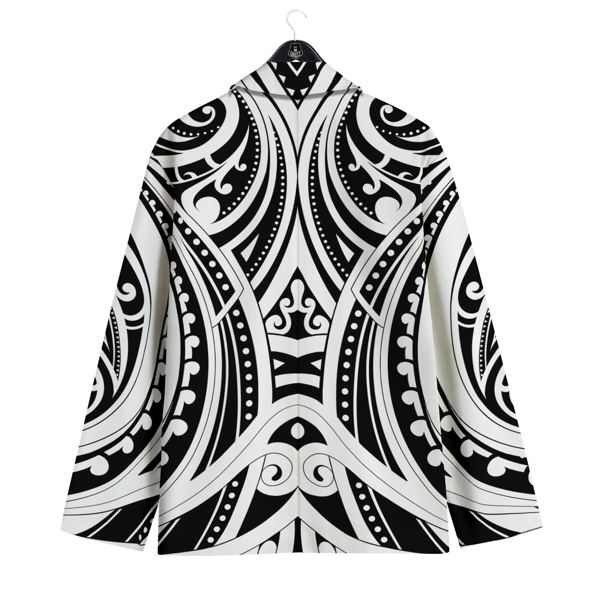 Maori Tattoo White And Black Print Men's Sport Coat-grizzshop
