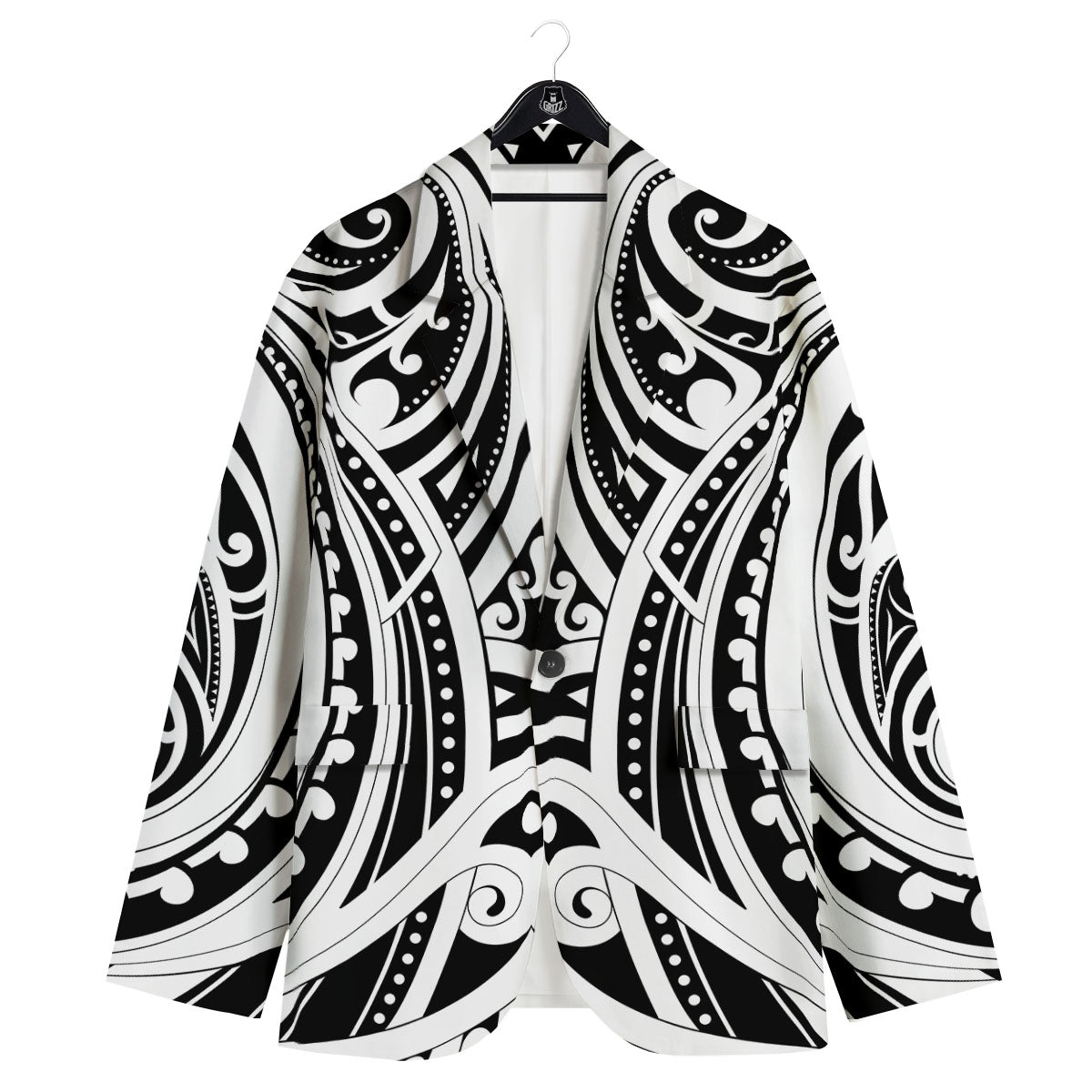 Maori Tattoo White And Black Print Men's Sport Coat-grizzshop