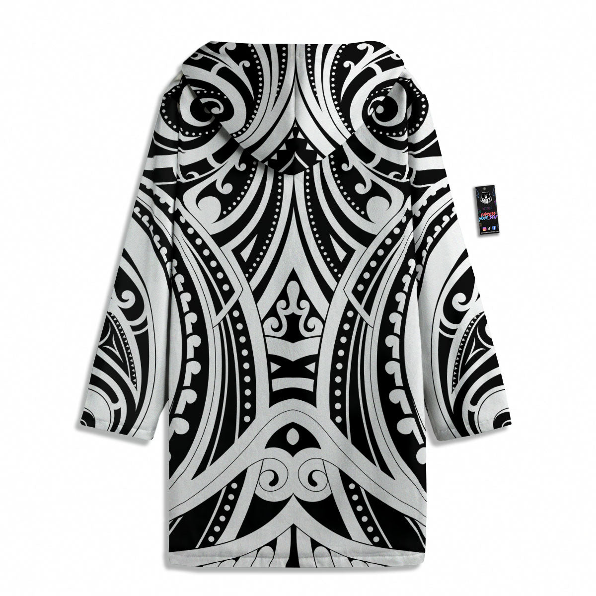 Maori Tattoo White And Black Print Men's Windbreaker Jacket-grizzshop