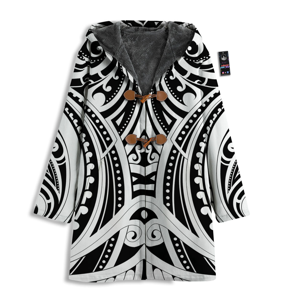 Maori Tattoo White And Black Print Men's Windbreaker Jacket-grizzshop