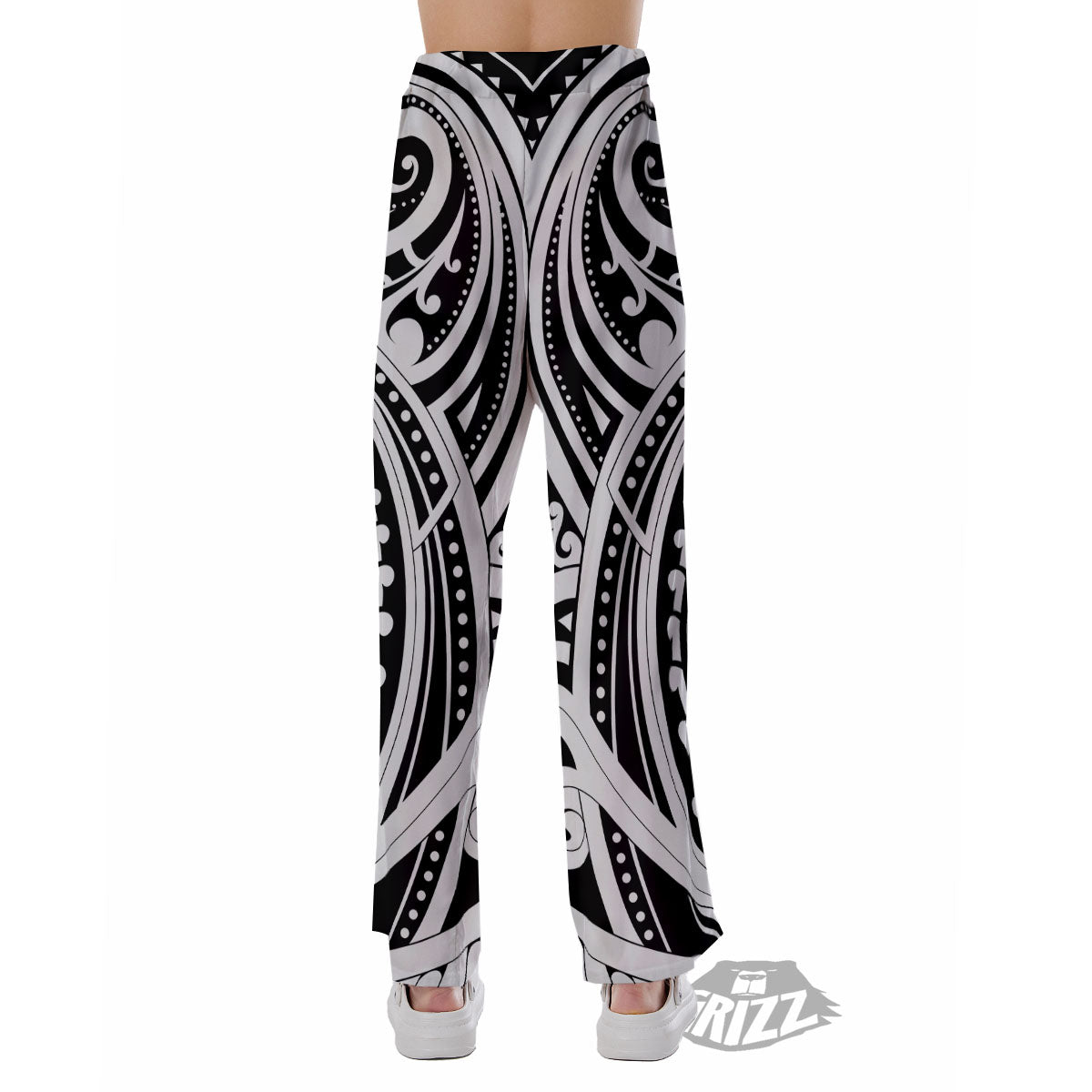 Maori Tattoo White And Black Print Pajama Pants-grizzshop