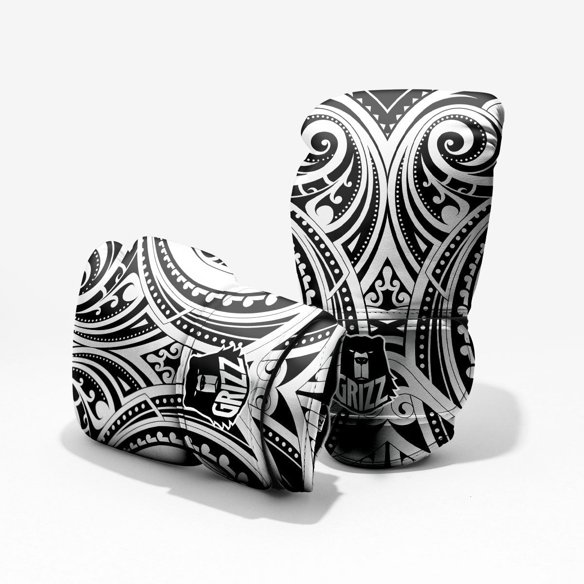 Maori Tattoo White And Black Print Pro Boxing Glove