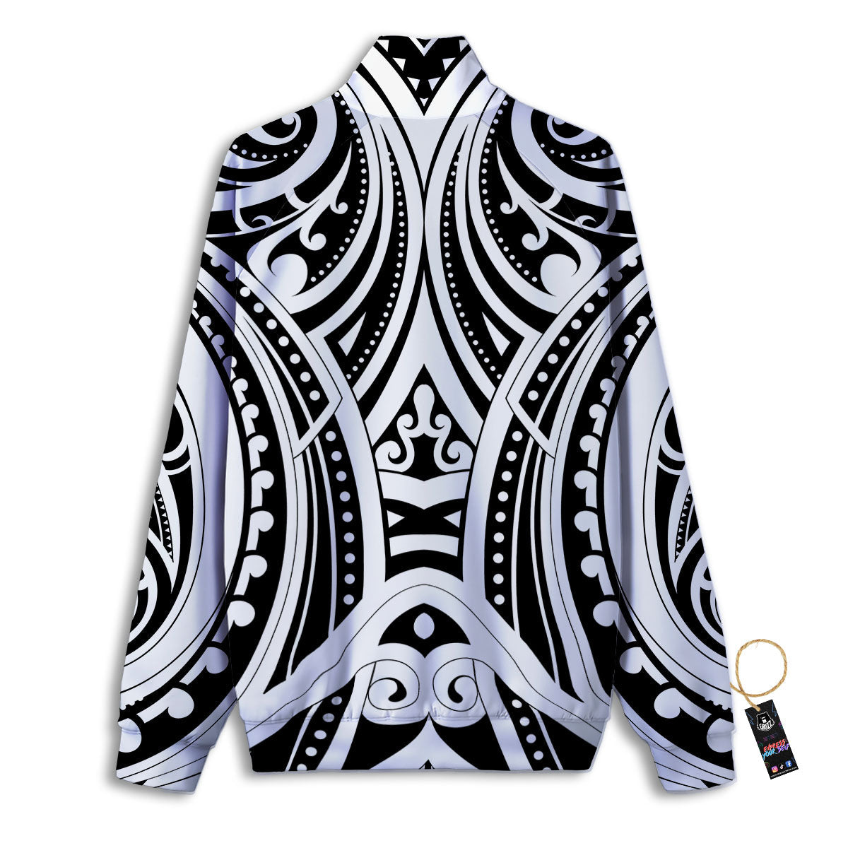 Maori Tattoo White And Black Print Track Jacket-grizzshop