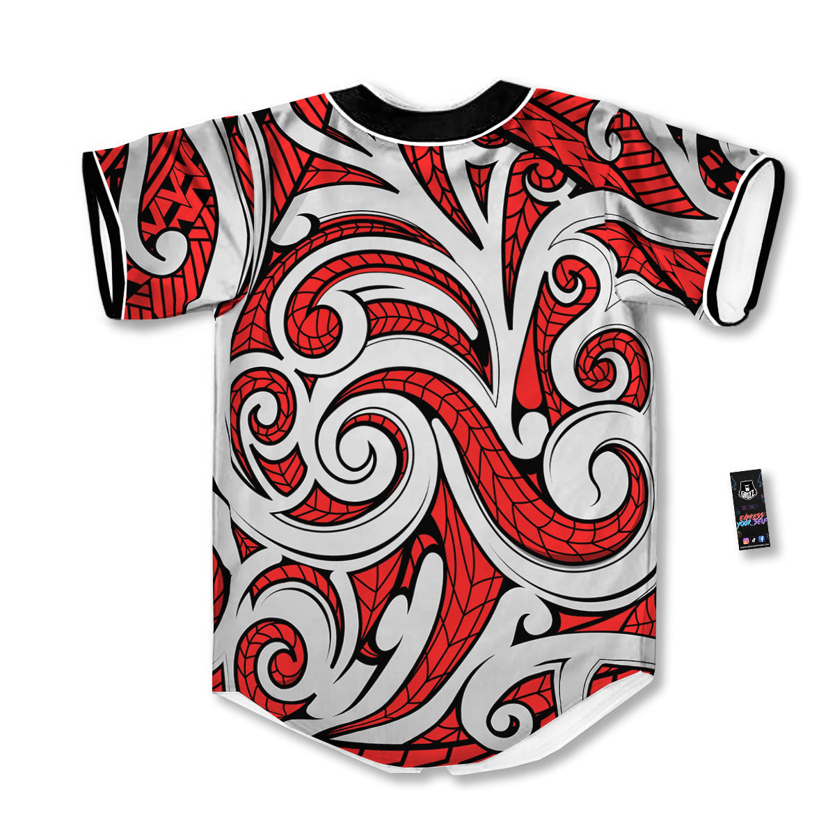 Maori Tribal Polynesian Kowhaiwhai Print Baseball Jersey-grizzshop