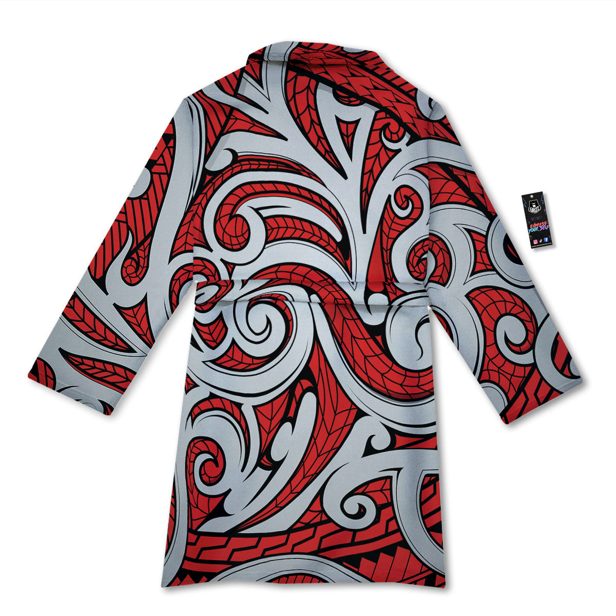 Maori Tribal Polynesian Kowhaiwhai Print Bathrobe-grizzshop