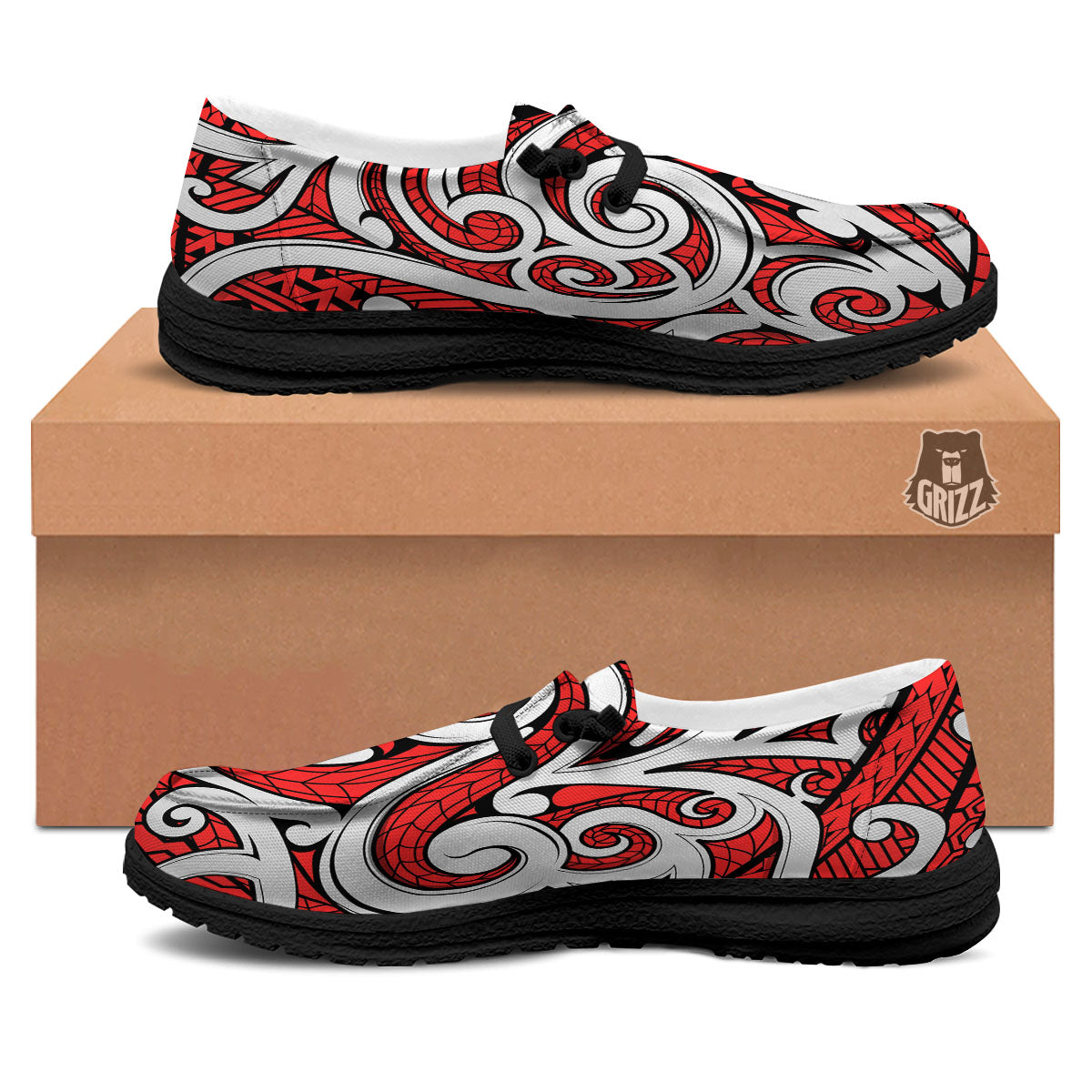 Maori Tribal Polynesian Kowhaiwhai Print Black Loafers-grizzshop