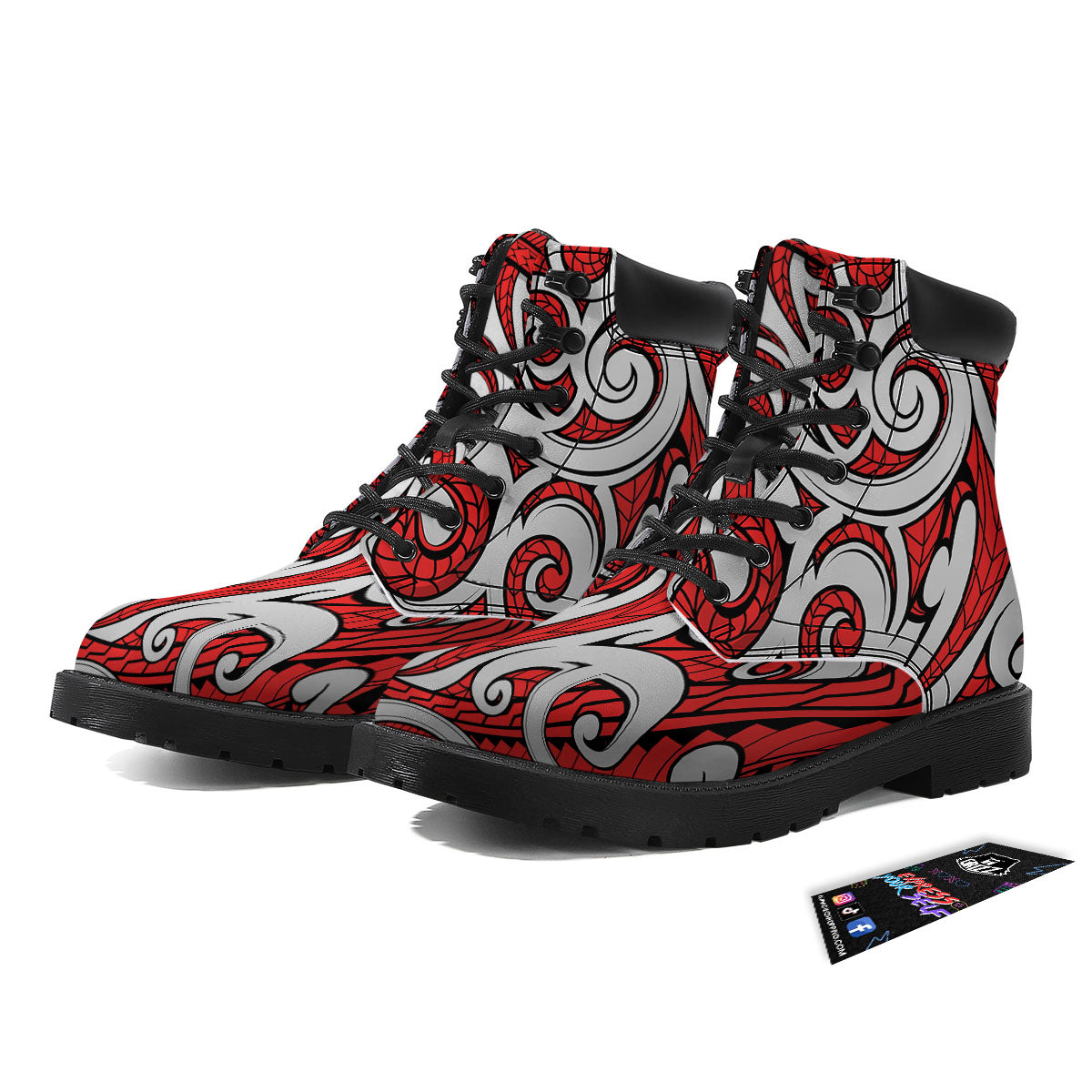 Maori Tribal Polynesian Kowhaiwhai Print Boots-grizzshop