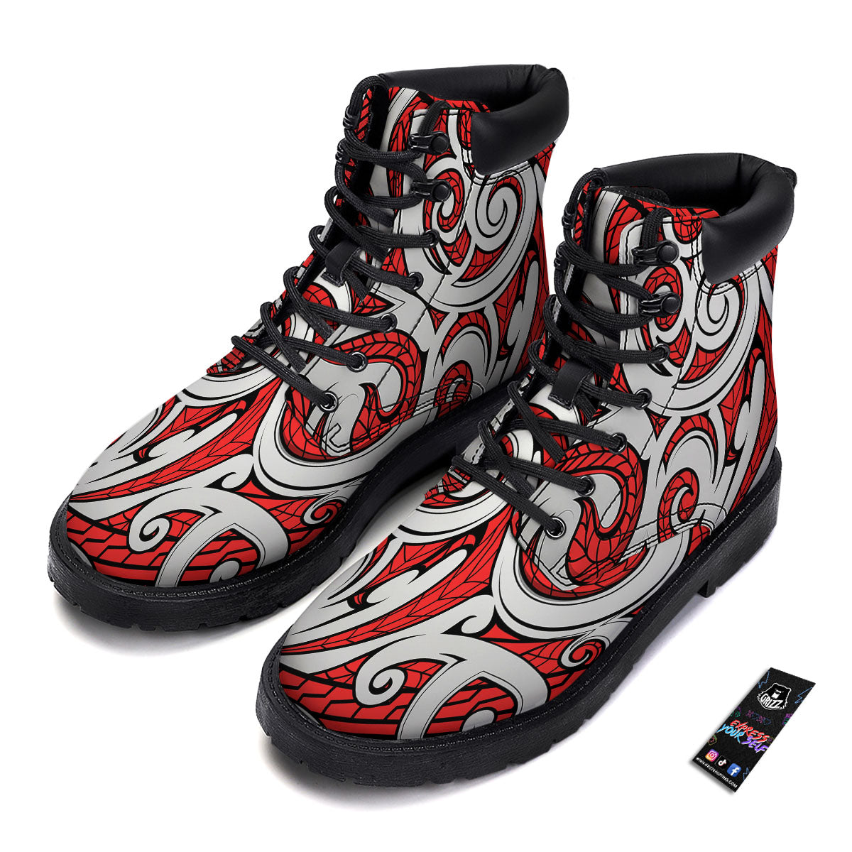 Maori Tribal Polynesian Kowhaiwhai Print Boots-grizzshop