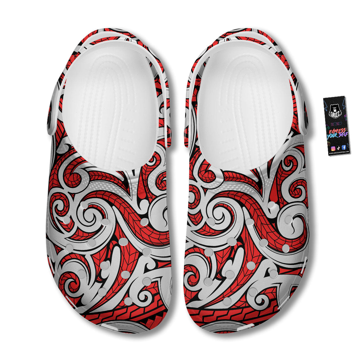 Maori Tribal Polynesian Kowhaiwhai Print Clog-grizzshop