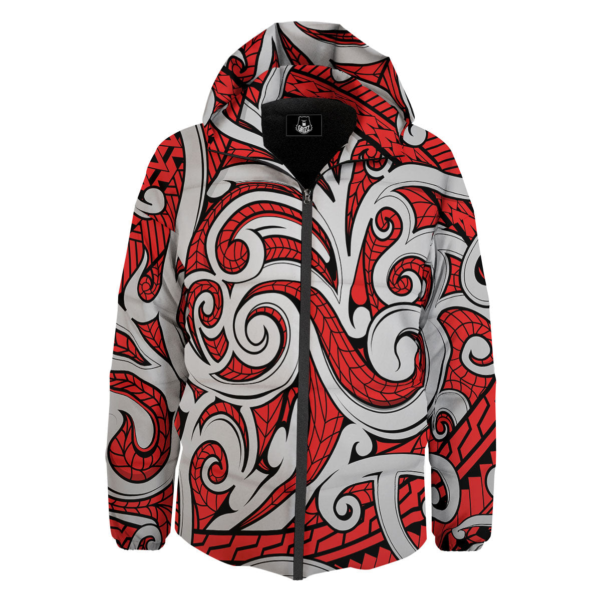 Maori Tribal Polynesian Kowhaiwhai Print Down Jacket-grizzshop