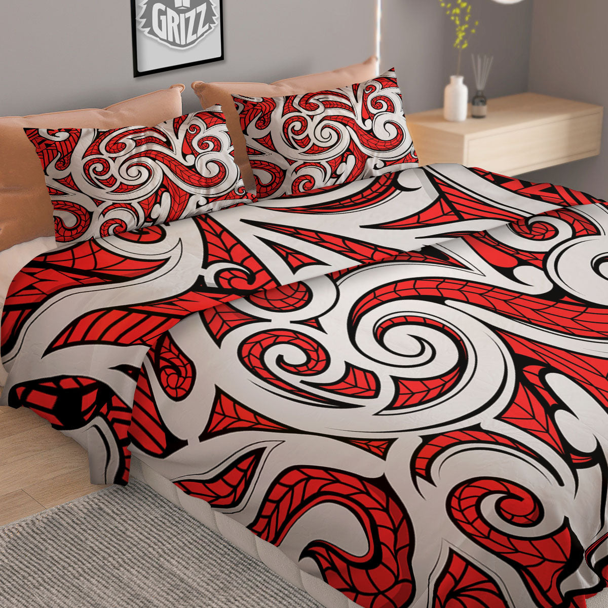 Maori Tribal Polynesian Kowhaiwhai Print Duvet Cover Bedding Set