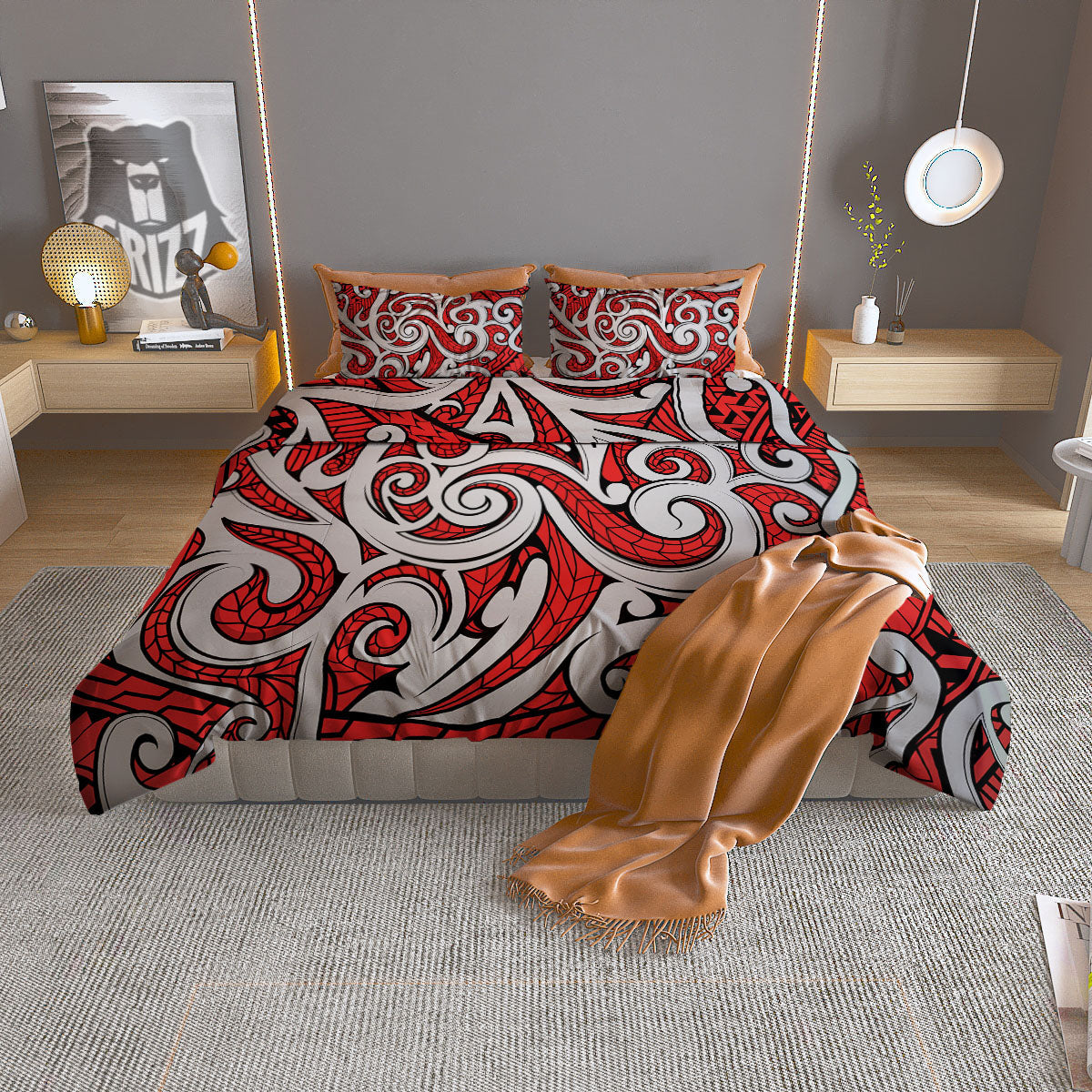 Maori Tribal Polynesian Kowhaiwhai Print Duvet Cover Bedding Set