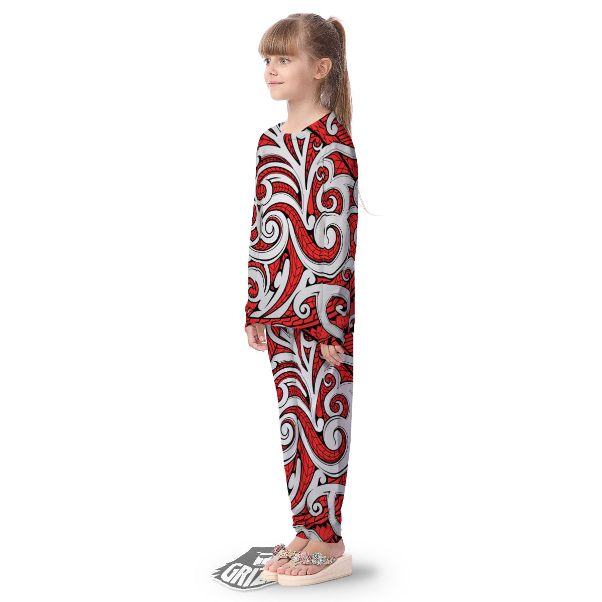 Maori Tribal Polynesian Kowhaiwhai Print Kid's Pajamas-grizzshop