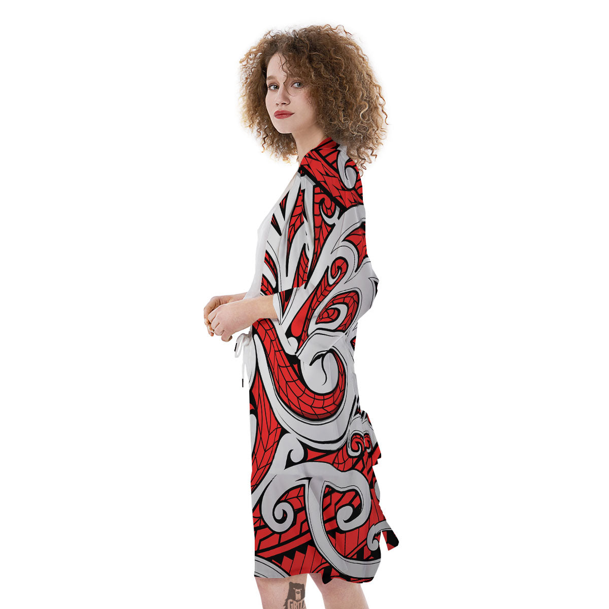 Maori Tribal Polynesian Kowhaiwhai Print Kimono-grizzshop