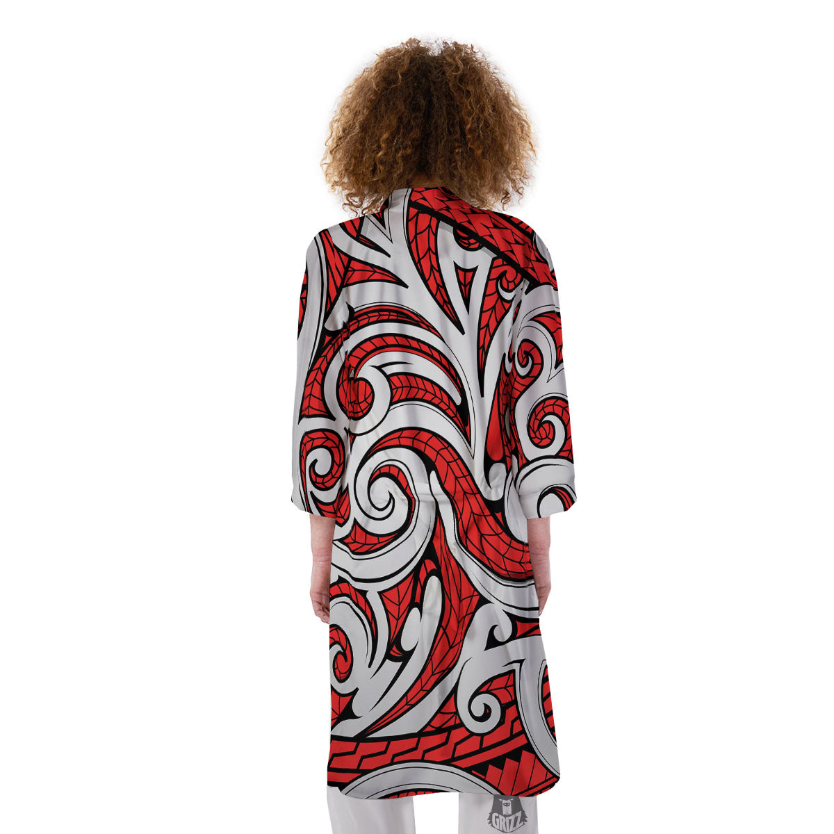 Maori Tribal Polynesian Kowhaiwhai Print Kimono-grizzshop
