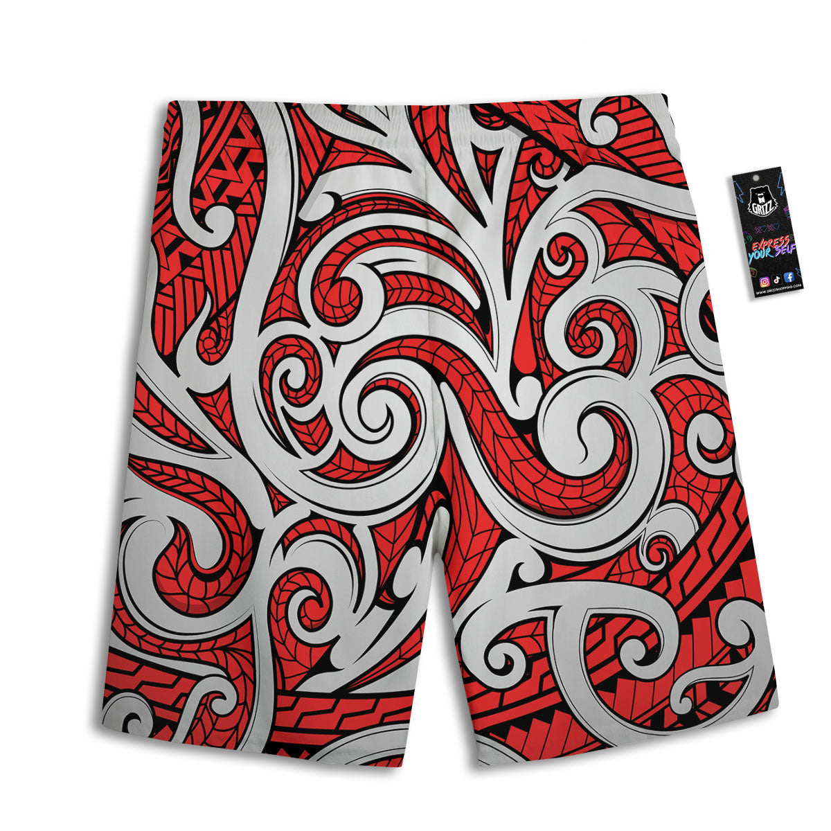 Maori Tribal Polynesian Kowhaiwhai Print Men's Athletic Shorts