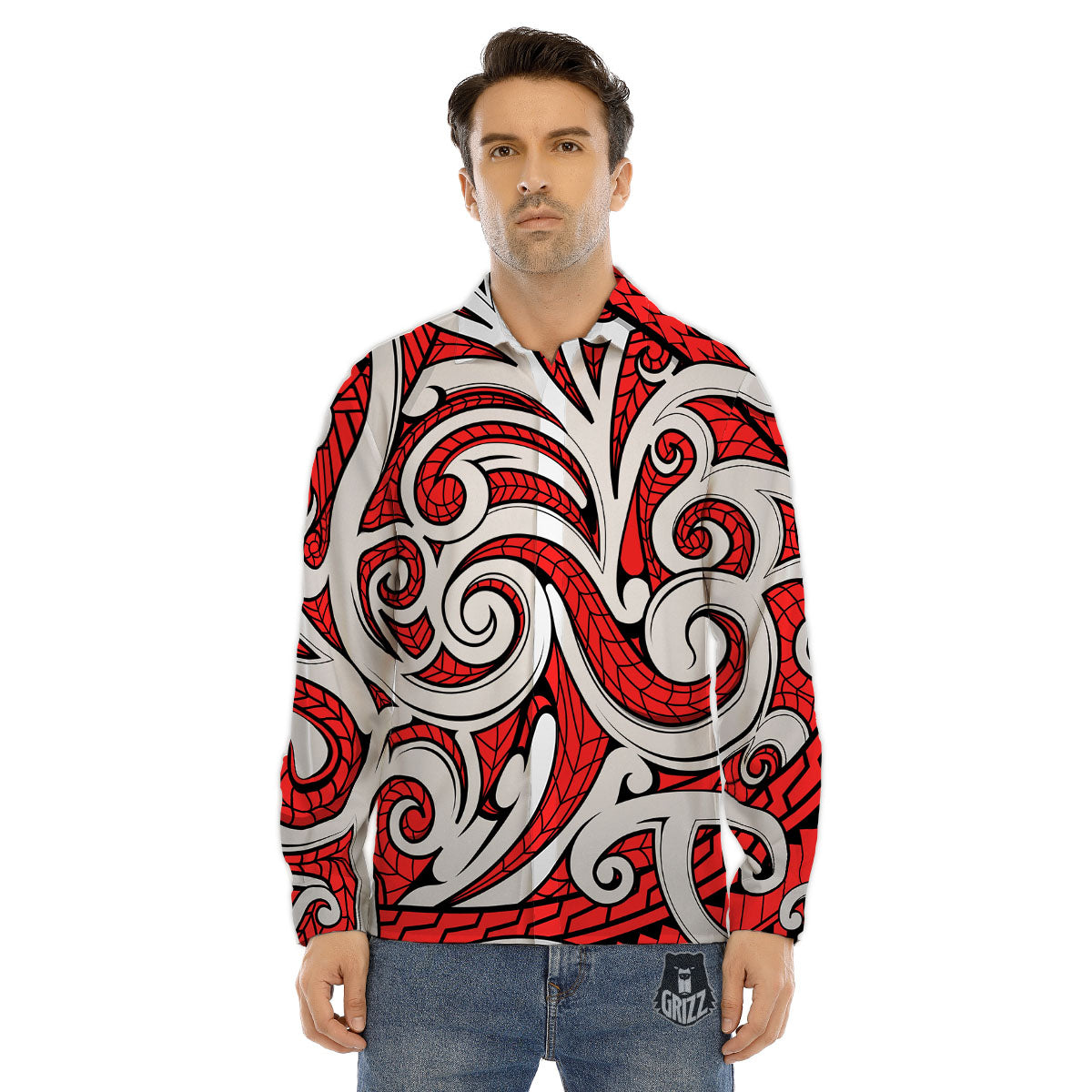 Maori Tribal Polynesian Kowhaiwhai Print Men's Dress Shirts-grizzshop