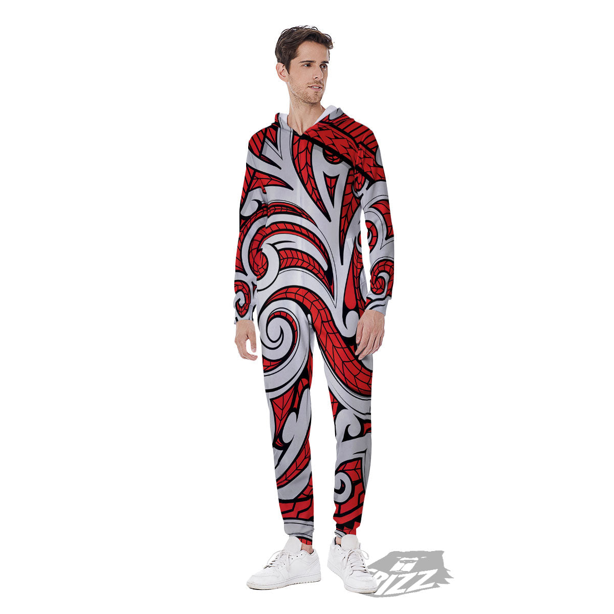 Maori Tribal Polynesian Kowhaiwhai Print Men's Jumpsuit-grizzshop