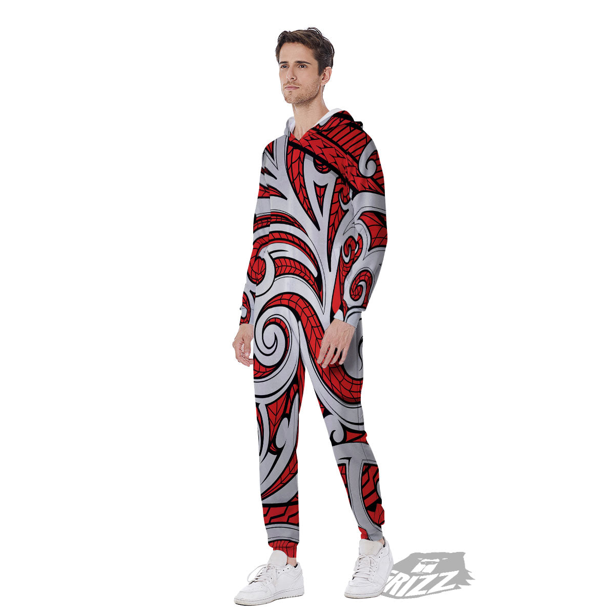 Maori Tribal Polynesian Kowhaiwhai Print Men's Jumpsuit-grizzshop