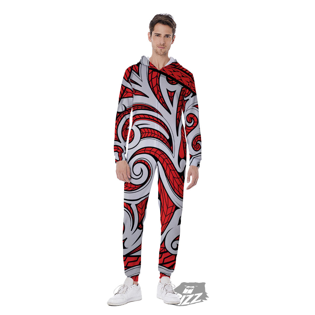 Maori Tribal Polynesian Kowhaiwhai Print Men's Jumpsuit-grizzshop