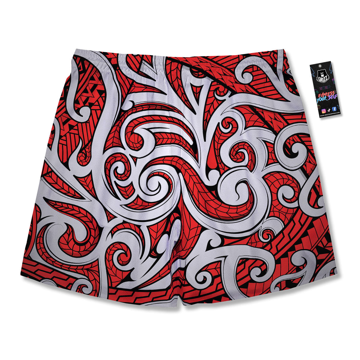 Maori Tribal Polynesian Kowhaiwhai Print Men's Running Shorts-grizzshop