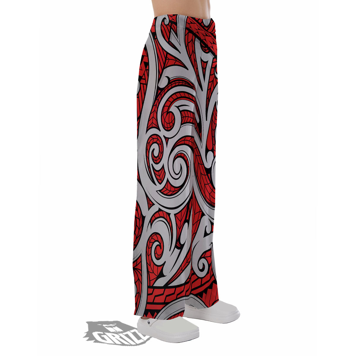Maori Tribal Polynesian Kowhaiwhai Print Pajama Pants-grizzshop