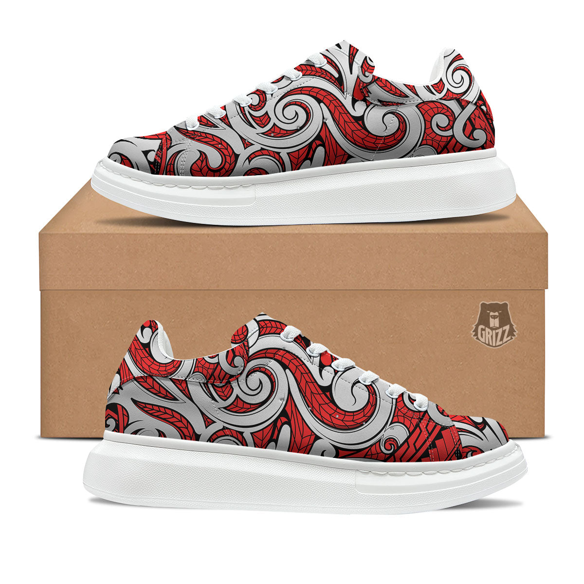 Maori Tribal Polynesian Kowhaiwhai Print Platform Shoes-grizzshop