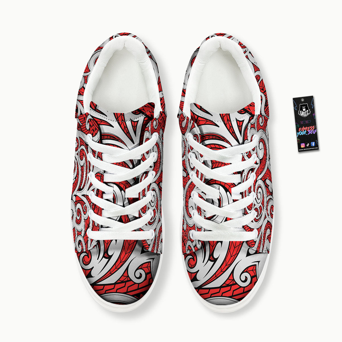 Maori Tribal Polynesian Kowhaiwhai Print Platform Shoes-grizzshop