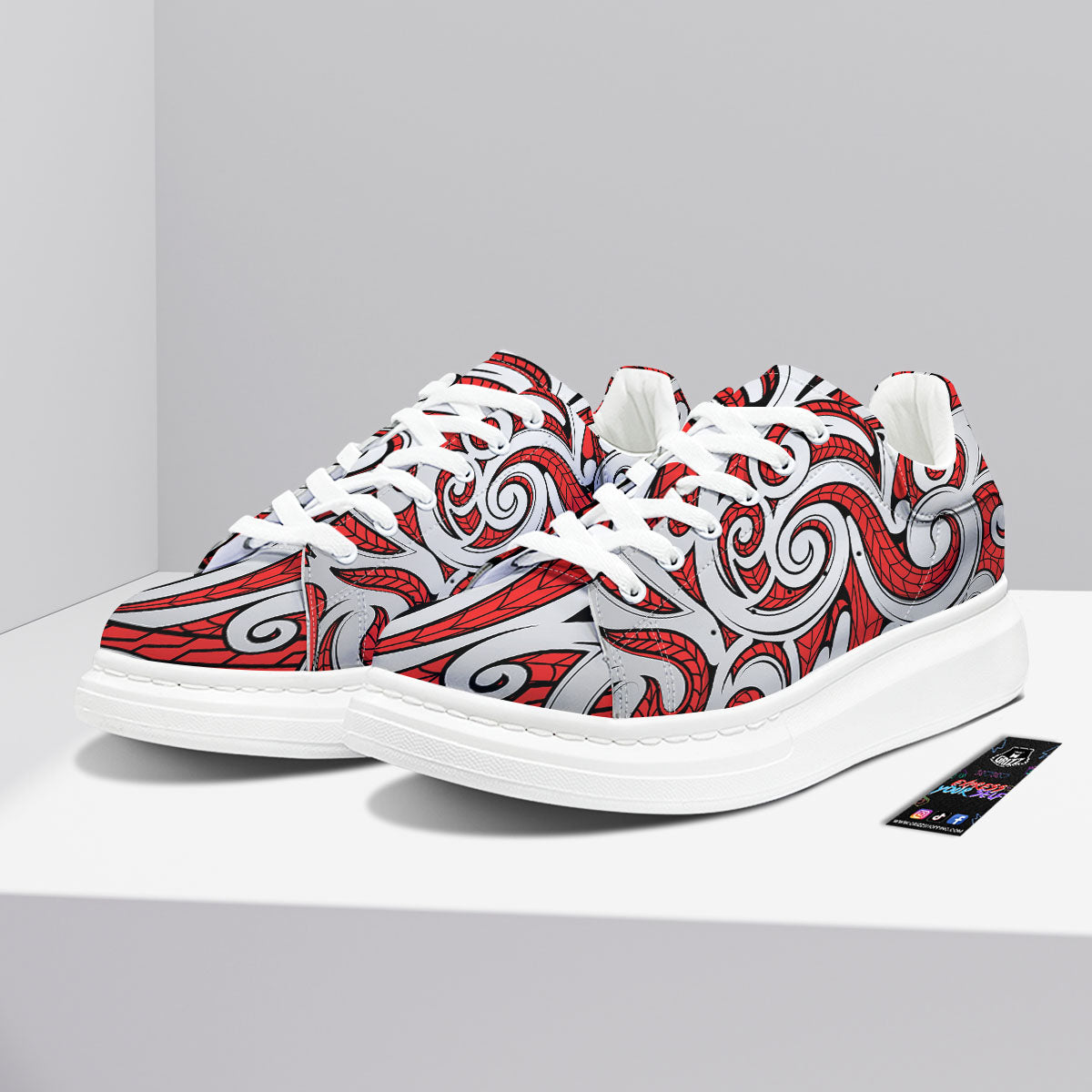 Maori Tribal Polynesian Kowhaiwhai Print Platform Shoes-grizzshop